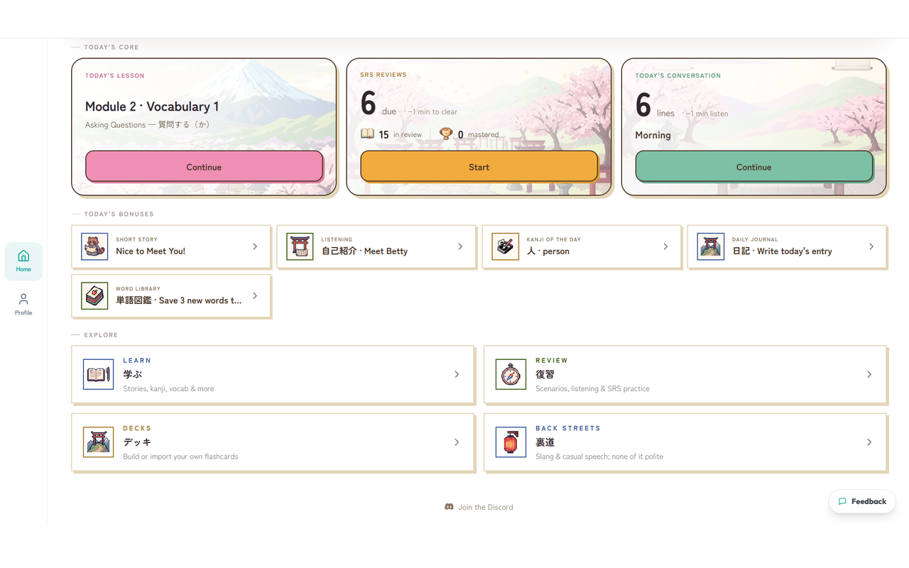 Screenshot of the Futari app dashboard
